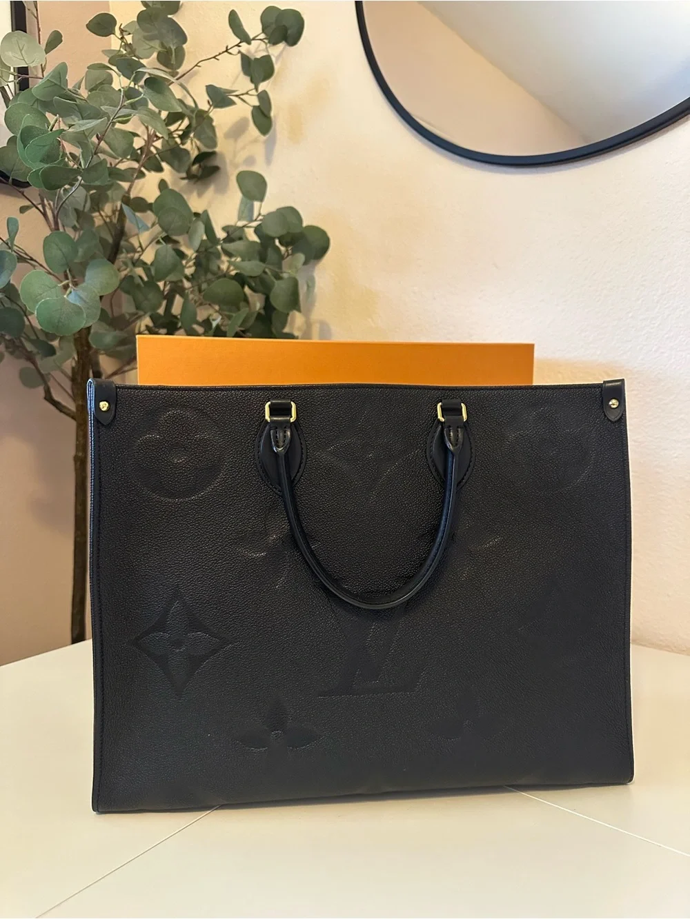 Louis Vuitton Black Embossed Monogram Tote